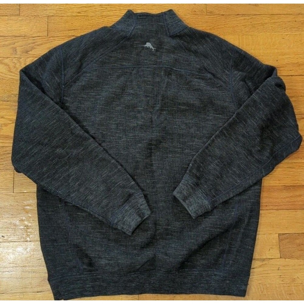 Mens TOMMY BAHAMA Reversible Flipsider Half Zip Pullover Gray/Heather Sz M EUC - Picture 6 of 8